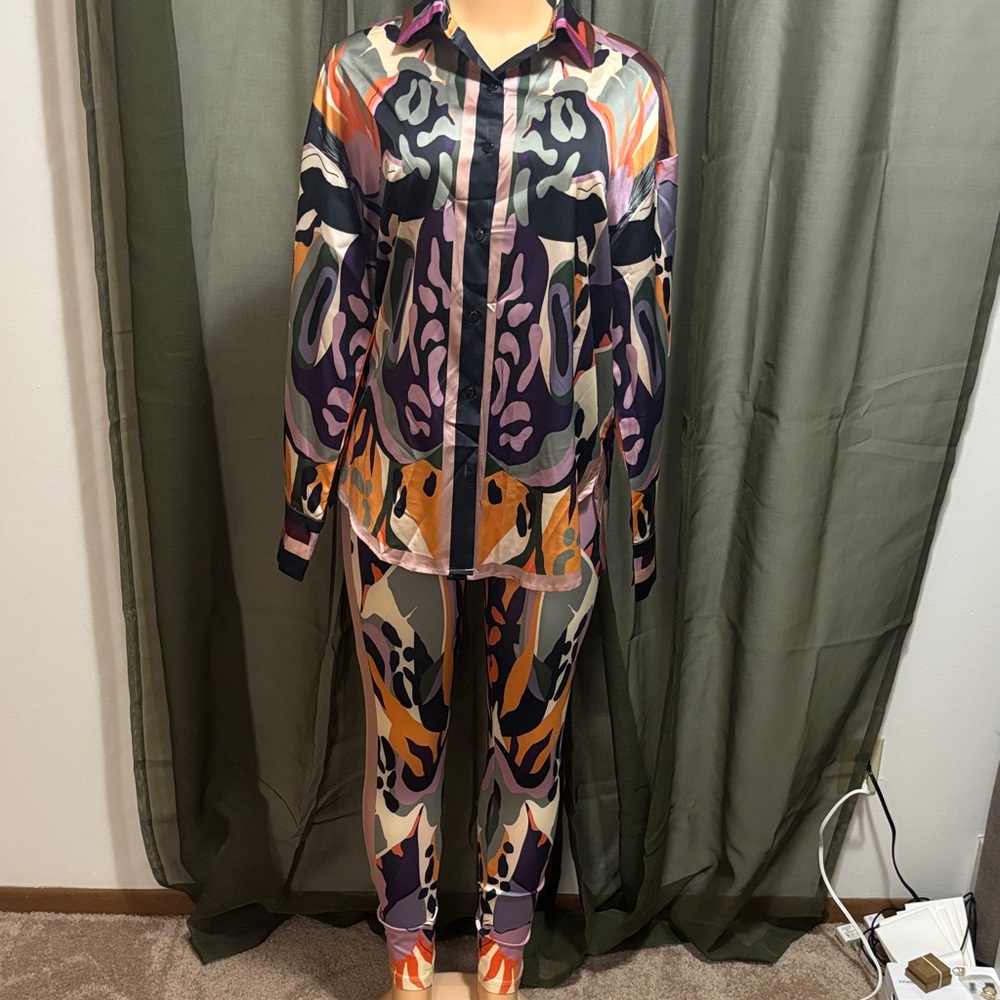 Multicolor Patterned Women Pantsuit